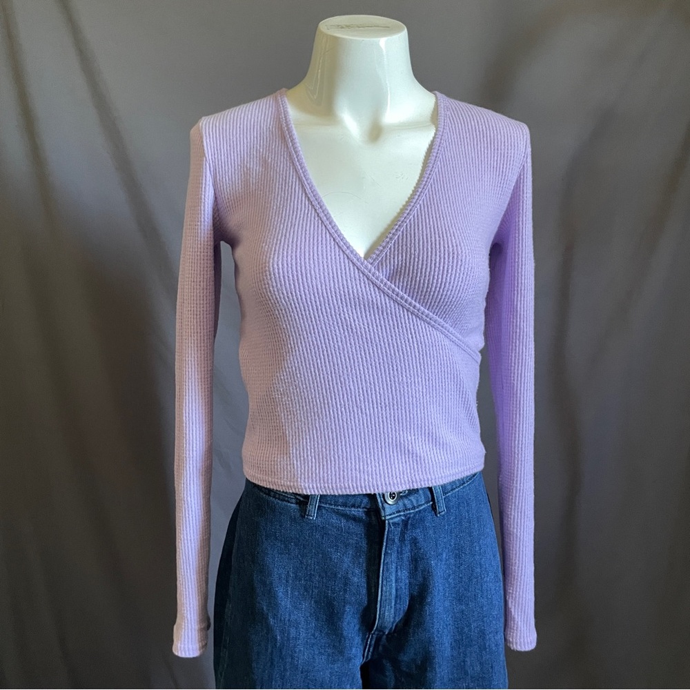Aerie Lavender Wrap Knit Top